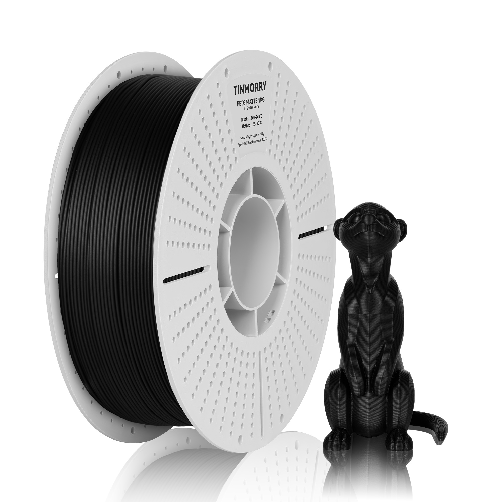 Nhựa in 3D PETG Matte - Đen bán mờ - 1 kg